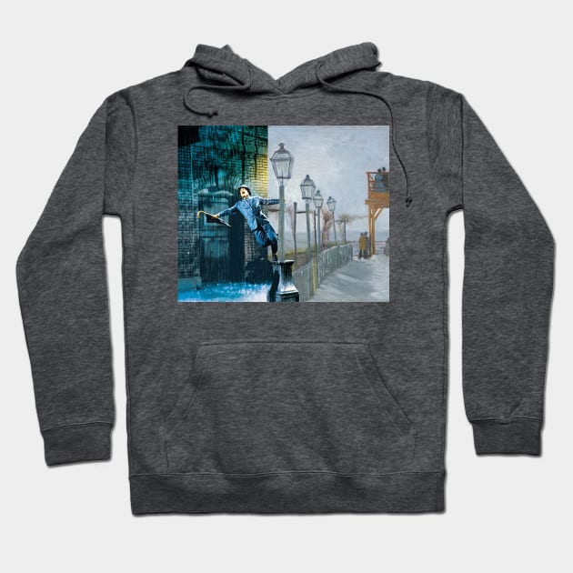 Van Gogh’s Le Moulin de la Galette Terrace and Gene Kelly in Singin’ in the Rain. Hoodie by luigi-tarini